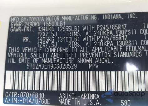 2012 Toyota Highlander from USA, damaged, VIN 5TDZA3EH9CS028529